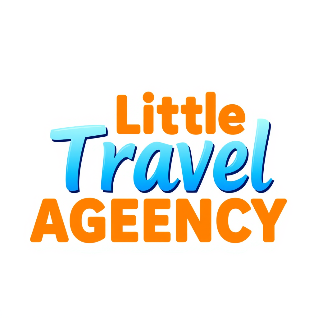Little Travel Agency logo featuring modern typography with electric blue and vibrant orange gradient colors